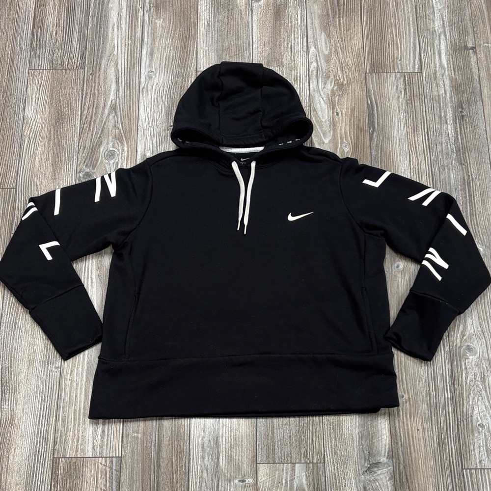 Nike Black and White Cropped Hoodie